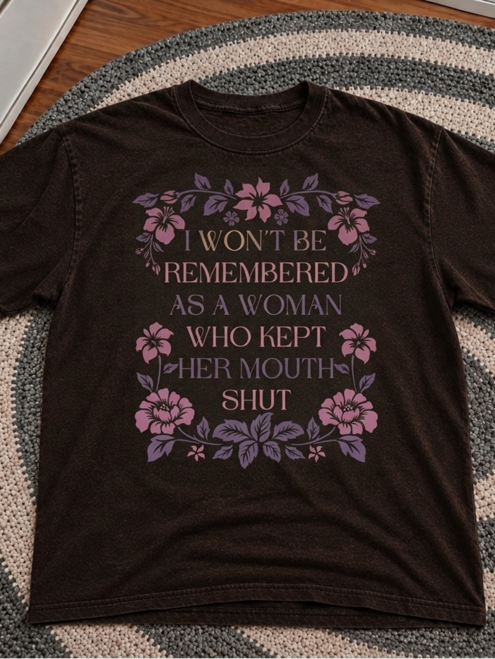 Feminist Floral Empowerment Shirt, Quote Graphic Tee - Unisex Dark Chocolate